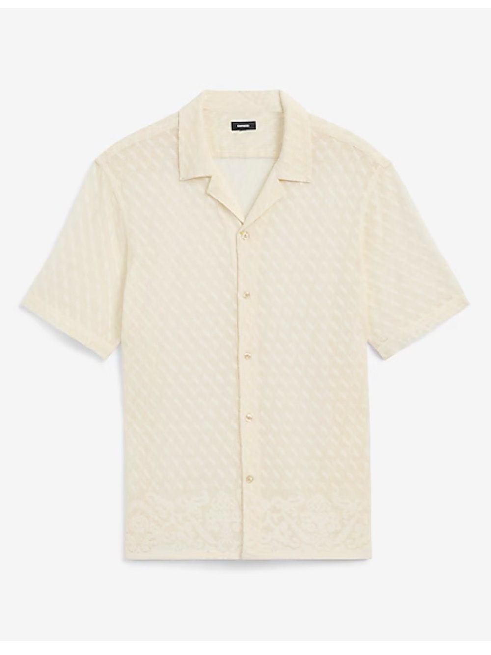 Men's Express Sheer Lace Cotton-Blend Short Sleeve Shirt